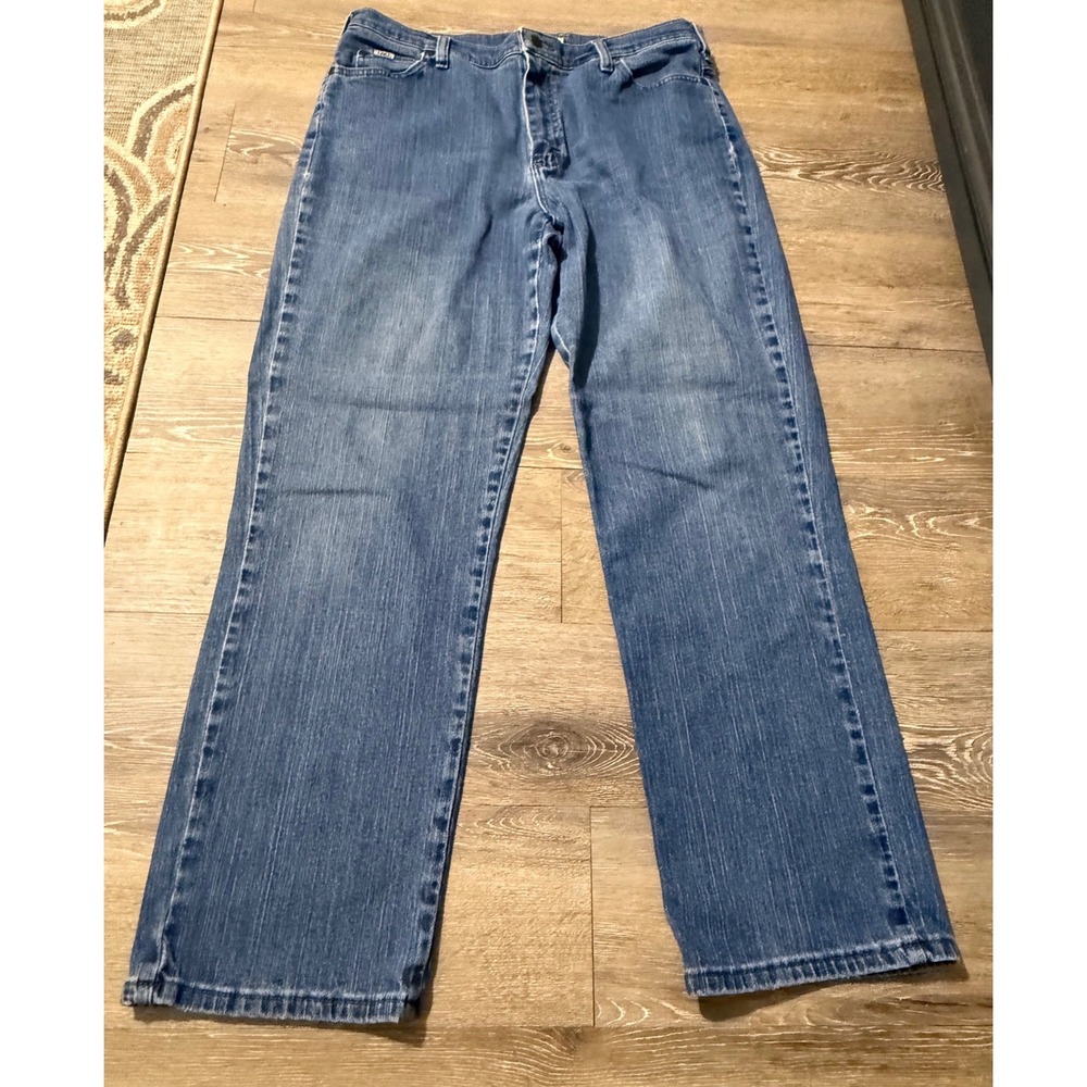 Lee Relaxed Straight Leg Jeans Blue Denim Mid Rise Size 14 Medium 3051849